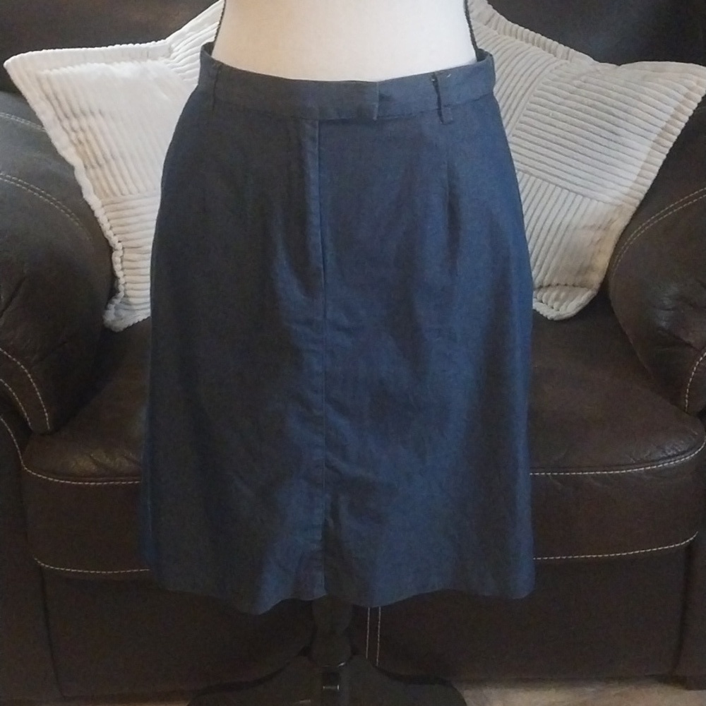 Talbots Classic Stretch Navy Denim Jean Skirt